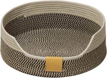 Квіткове ліжко для кота, 50 см, плетений кошик-гніздечко, дихаюче ліжко для тварин, міцне, стійке до подряпин, сірий, чорно-хакі (M)