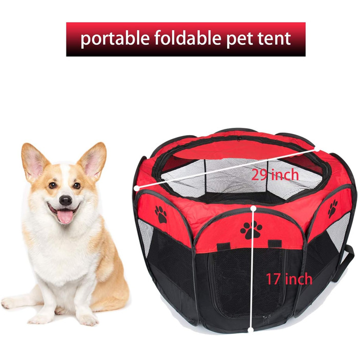 Вольєр для собак/котів BIGWING M/L, червоний, водовідштовхувальний, для цуценят та дорослих тварин