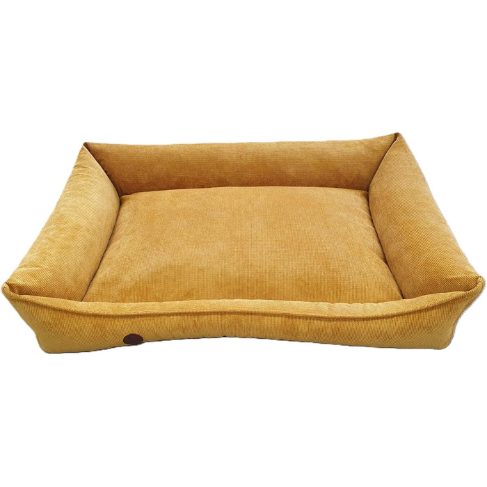 Ортопедичне ліжко для собак, сумісне з великими, середніми та маленькими породами, жовто-гірчичний колір, XL (120/80/19 см)