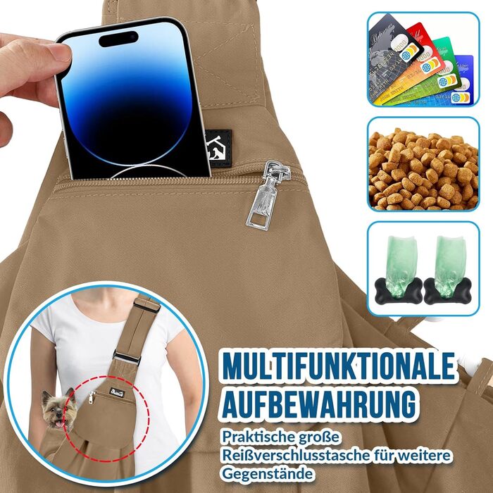 Сумка-переноска для собак SlowTon, водонепроникна, з регульованим плечовим ременем та передньою кишенею, L (для тварин 4,5-7,2 кг)