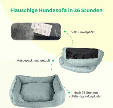 Крісло-ліжко для собак великих порід, 90x69x21 см, зелене, з м'якою подушкою, миється, двостороннє