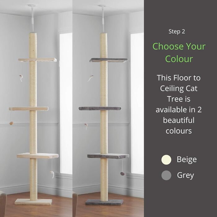 Кігтеточка-деревце Kratzbaum Deckenhoch XL (215-280см) - регульована висота, іграшковий комплекс для котів (бежевий)