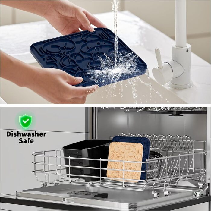 Силіконові килимки для котів та собак Bau+Grün-US (чорний+жовтий, S) - уповільнена годівля, 60 присосок