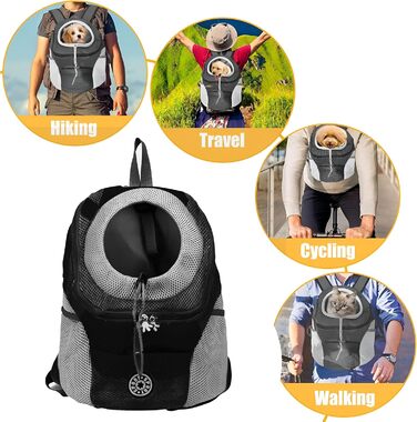 Рюкзак-переноска для собак і котів, чорний, до 10 кг, для подорожей та активного відпочинку