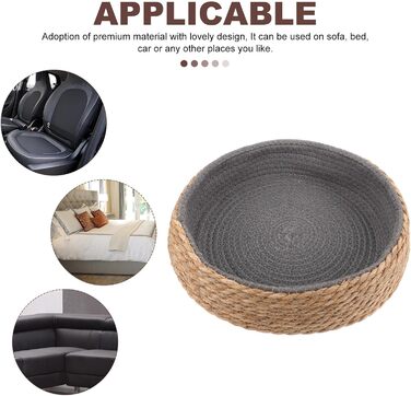 Кругле ліжко для собак та котів POPETPOP з ротангу, 35x35x8 см - миється та дихає, ідеально для вітальні та спальні