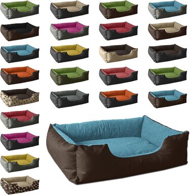 Лягушковий лежак для собак BedDog LUPI, м'який лежак-кошик для собак, знімний та пральний чохол, для маленьких собак, S, коричнево-блакитний MOUNTAIN-BLUE, 50 x 35 x 17 см