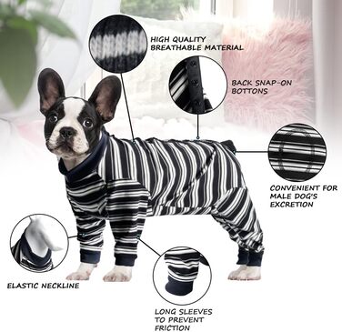 Захисний одяг для собак після операції: повний костюм для собак, що відновлюються (дівчатка, хлопчики), чорний