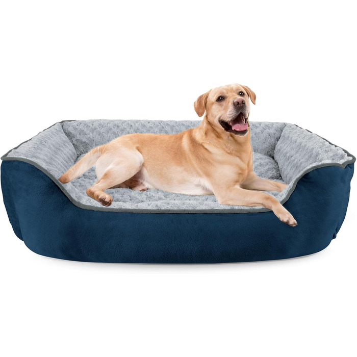 Ортопедичне ліжко для собак JOEJOY, прямокутне, велике, середнє, маленьке, миється, м'яке, дихаюче, для цуценят та домашніх тварин, XXL (107x76x25 см), темно-синій