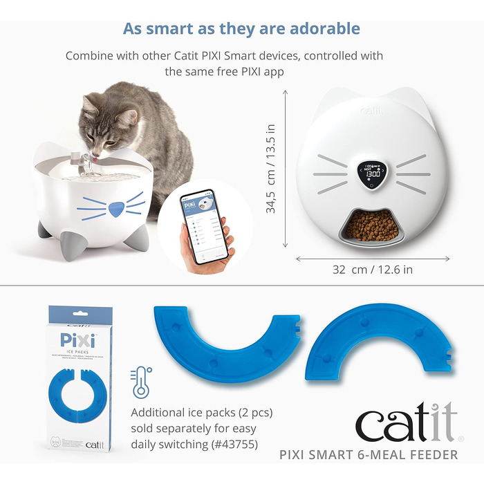 Автоматичний годівниця для котів Catit PIXI, 6 прийомів, білий