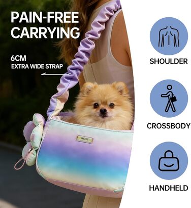 TOUCHDOG Сумка-переноска для собак та котів, легка, дихаюча, для подорожей (до 6 кг), рожева/блакитна