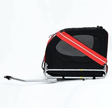 Багатофункціональний велопричіп 2-в-1: для дітей та домашніх тварин. Велосипедний причіп-візок, 2 місця, 137x73x90 см (червоний та чорний)