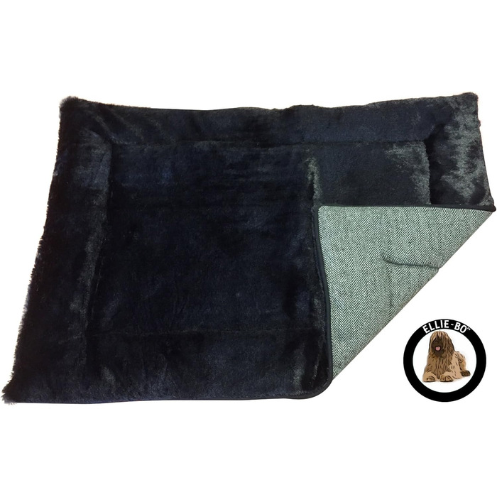 Ліжко для собак Ellie-Bo Wende, Tweed та чорне штучне хутро, для клітки розміру M, 76 см, розмір L71 x W48 x H3 см