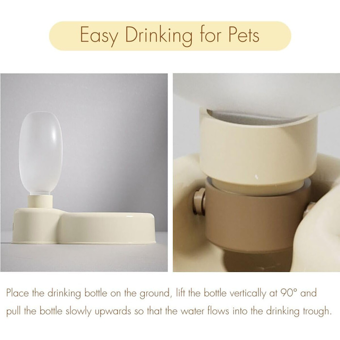 Водяна пляшка для собак Aimondow, 340 мл (12oz), бежева. Портативна миска для води для собак, вилка-поїльника для прогулянок, подорожей. Без витоку.