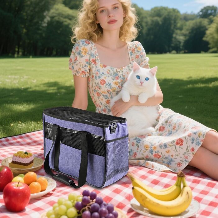 Сумка-переноска для собак маленьких порід | Сумка для подорожей та активного відпочинку – безпечний перенос тварин на плечі, для відпочинку, кемпінгу, подорожей, пікніків та прогулянок (фіолетовий)