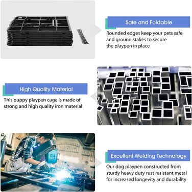 Металеве вольєр для собак BestPet з дверима, 32 панелі, для великих, середніх та малих собак. Розміри: 61x81,3x101,6 см