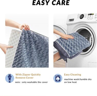 Велике ортопедичне ліжко для собак з піною з пам'яті, миюча лежанка для собак, килимок з знімним чохлом та водонепроникним наповнювачем, плюшеве фланелеве покриття з неслизьким дном для великих собак, Колір: Синій, Білий, Розмір: L (36'x24'x3.5'), XL (41'