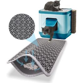 Килимок під лоток для котів, чорний, 60-74 см, 38x61 см, двошаровий, EVA, вологостійкий