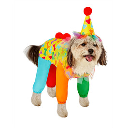 Костюм клоуна для домашніх тварин Rubies, XL: комбінезон, капелюх, рюкзак для свят та Хелловіну