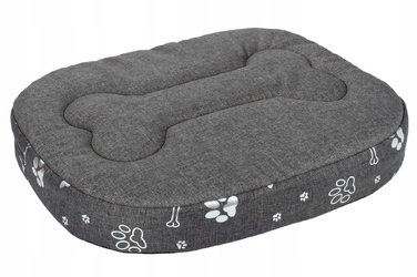 Лежанка-манеж овальна для собак Welsti, темно-сіра з сріблястим принтом, 68x55 см