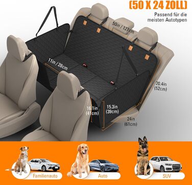 Захист для заднього сидіння автомобіля BMaoBBo: водовідштовхувальний, стійкий до подряпин, для SUV та сімейних авто (127x62 см)