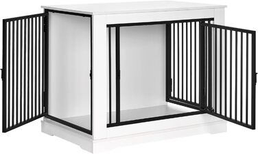 BEWISHOME Клітка для собак, 81 см, дерев'яна, з 3 дверцятами, біла, для дому, Beistelltisch (табличка), 81x55x67.5 см, EMGL03W