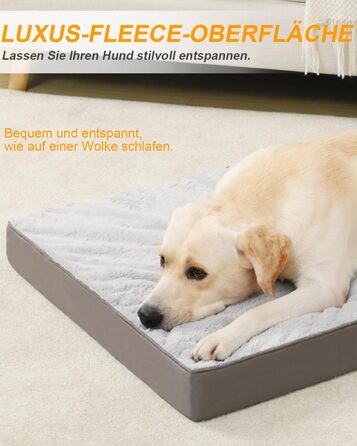 Ортопедичне ліжко для собак середнього розміру KSIIA, 90x57 см, знімний чохол, двостороннє, сіре