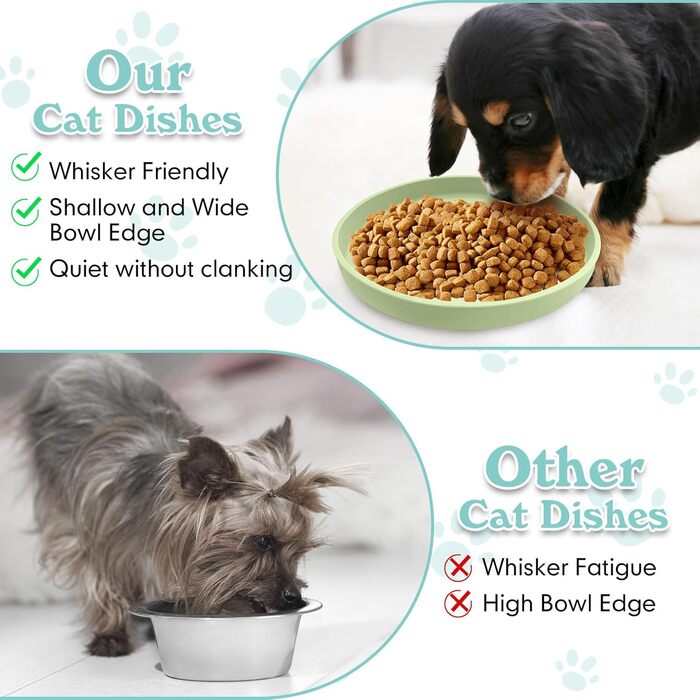 Набір мисок для корму для собак і котів з силікону, 2 шт. - плоскі, для сухого та вологого корму, 17,8 см
