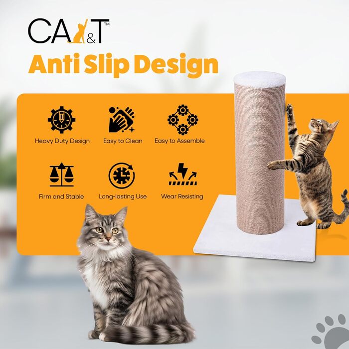CA&T Ultimate Fat Boy великий дряпак для котів, бежевий, міцний стовп для великих котів