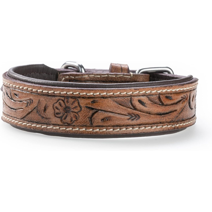 Стильний шкіряний нашийник для собак Джек Рассел від Abey: нашийник з буйволячої шкіри, вишуканий дизайн з різьбленням, м'яка підкладка (S, 26-34 см)