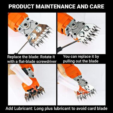 Ножиці для стрижки овець з нержавіючої сталі, універсальні, з змінними лезами (9 зубців, пряма леза + маятникове лезо)