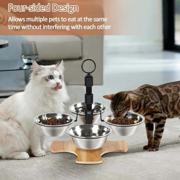 Підвищені годівниці для котів Optyuwah: набір 5 штук з нержавіючої сталі, регульована висота, для води та корму, також підходять для маленьких собак
