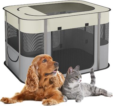 Клітка для цуценят Relaxdays, розкладний вольєр для собак, XL, Oxford-тканина, для дому та вулиці