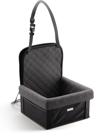 Автокрісло для собак середніх та маленьких порід Gütewerk, стабільне, з безпечною шлейкою, для переднього сидіння, темно-сіре