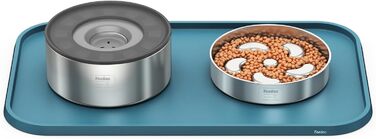 Підкладка під миску для котів та собак, силіконова, товста, з бортиками, велика (блакитна)