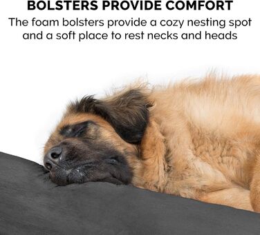 Ортопедичне собаче ліжко Furhaven для великих та середніх собак знімний, пральний чохол та двостороннє пінополіуретанове подушка, для собак до 34 кг – Luxury Edition з штучного хутра та замші – L 86 x B 107 x H 33 см, сірий колір (Luxury Edition з штучног