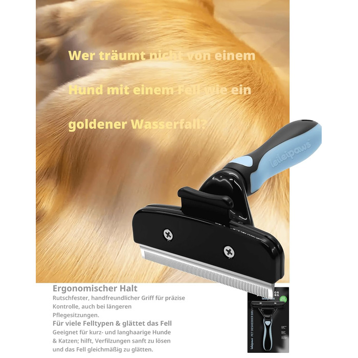 Щітка для собак та котів - для видалення підшерстя та линяння, самоочисна, ергономічна, проти ковзання