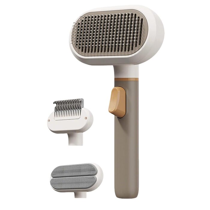 Щітка для собак з довгим волоссям | 3-головковий інструмент для догляду, видалення шерсті для собак та котів - для миття коротко- та довгошерстих порід, видалення підшерстка вдома, в квартирі, офісі, гуртожитку, на меблі