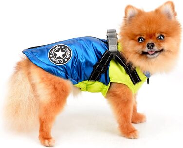 Водонепроникна зимова куртка для собак та котів SALLLEE LUCKY STORE з кільцем D, блакитна (XL)