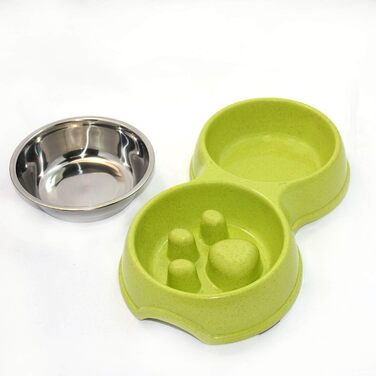 Миска для собак Frenchie Fress, нержавіюча сталь, інтерактивна, для повільного годування, екологічна, білий (зелений)