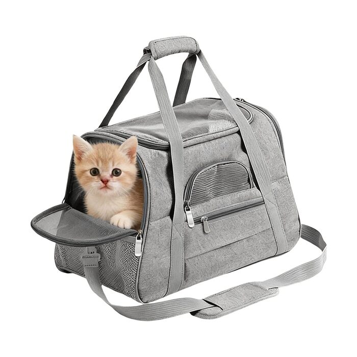 Складана переноска для собак та котів, транспортна сумка для подорожей, авто, літака. Легка, дихаюча переноска для маленьких та середніх котів, кроликів, цуценят