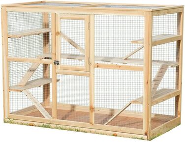 Дерев'яна клітка для гризунів Melko 120x60x90 см з 6 пандусами, вілла для хом'яків і мишей