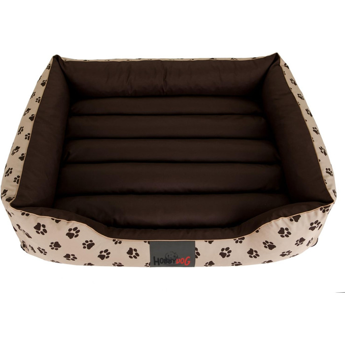 Преміум лежанка для собак Prestige M (65x50 см, бежева з лапами) - зручне собаче ліжко знімний чохол