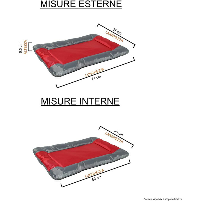 Вологостійкий килимок для собак та котів Sogni e Capricci, 71x57 см, червоний