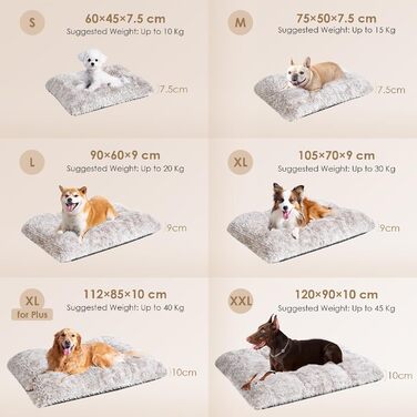 М'яке ліжко для собак EHEYCIGA, велике, XXL, 120x90 см, з довгим плюшем, неслизьке, коричневе, миється