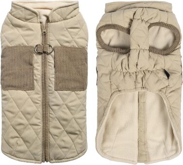 Зимовий теплий куртка для собак FeimaX: вітрозахисний халат з флісовою підкладкою, D-кільце, для маленьких та середніх собак (Хакі, L)