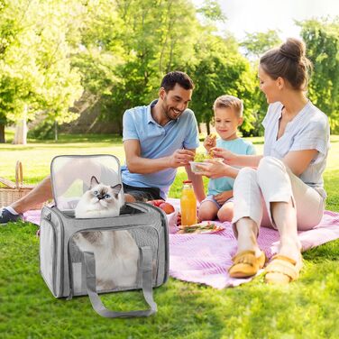 Транспортна сумка для кота та собаки, 45x30x30 см. Складана, дихаюча переноска для тварин для подорожей на авто.