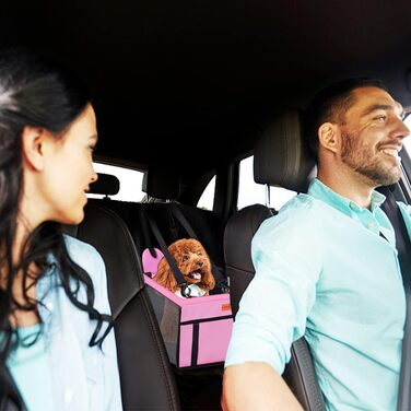 Автокрісло для собак - рожеве, з ременями безпеки, водонепроникне, для маленьких собак, підходить для заднього та переднього сидіння