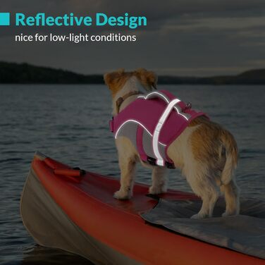 Жилет для плавання для собак Queenmore, регульований, висока видимість, рятувальний жилет, для собак XX-Large (Hot Pink, XXL)