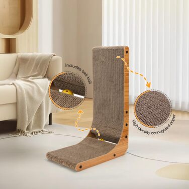 Котячий будиночок-кіготь Nobleza: кутовий, 60 см, з іграшкою, з гофрокартону