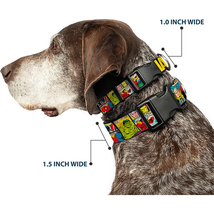 Нашийник для собак Marvel з кліпсою, пластиковий, 22,9-38,1 см, ширина 1,3 см, багатокольоровий
